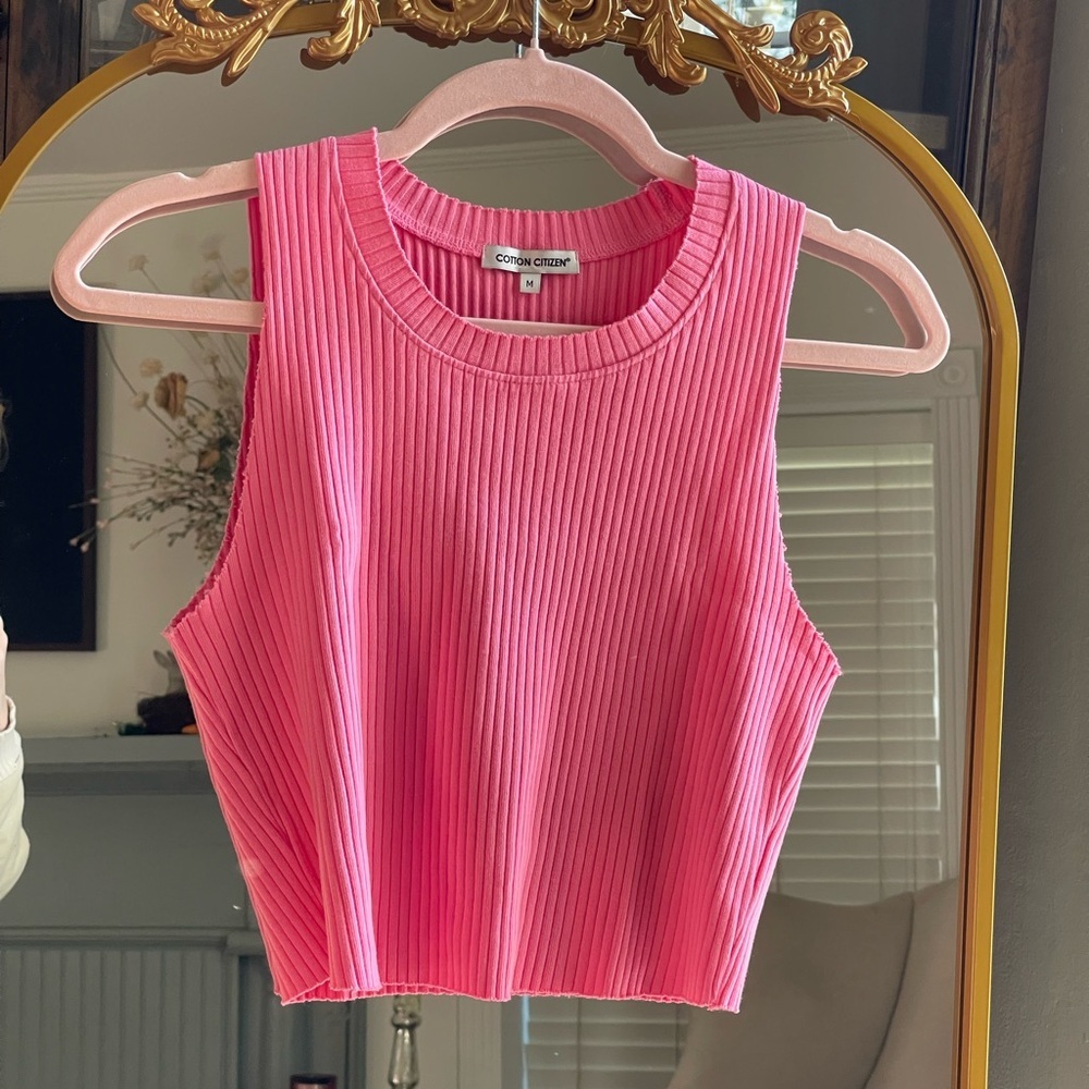 NWOT Cotton Citizen Ibiza Pink Ribbed Crop Top